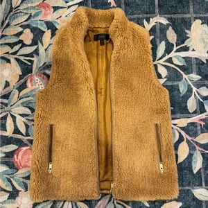 JCrew faux fur vest, brown, XXS